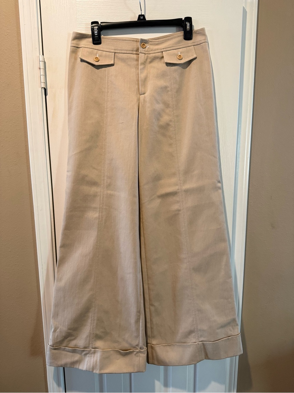 Wide-Leg Bell Trousers Penta Beige Bamboo Color Pants Khaki Light Brown Tan 10